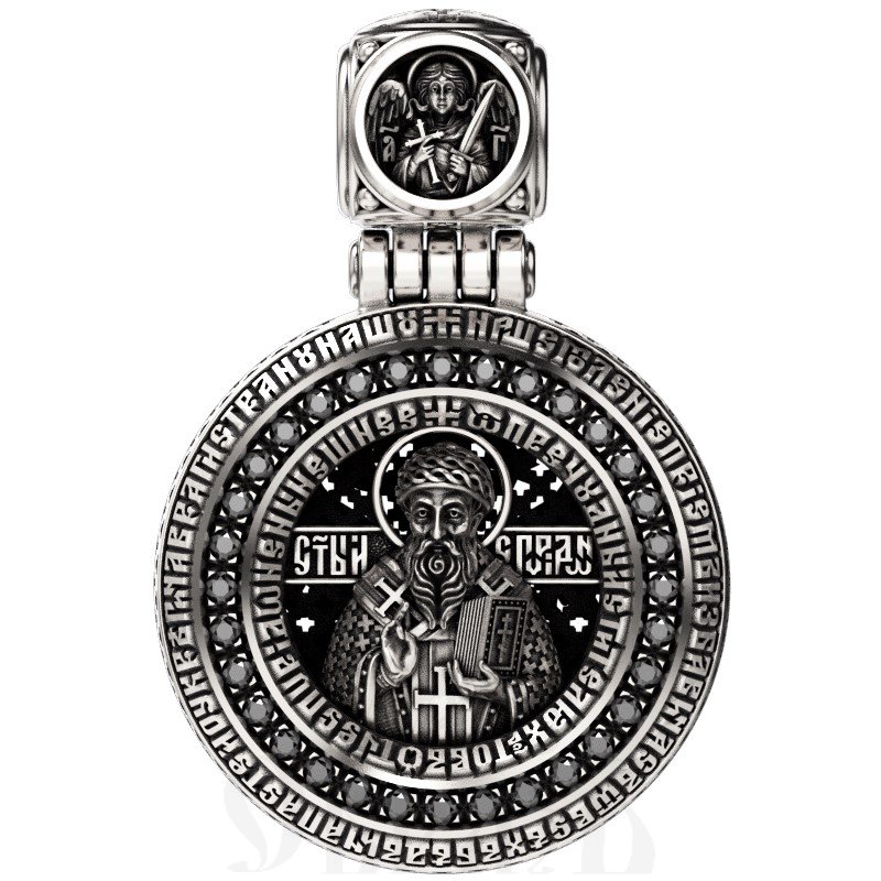образок «святитель спиридон тримифунтский», серебро 925 проба  (арт. 102.5015-шч)