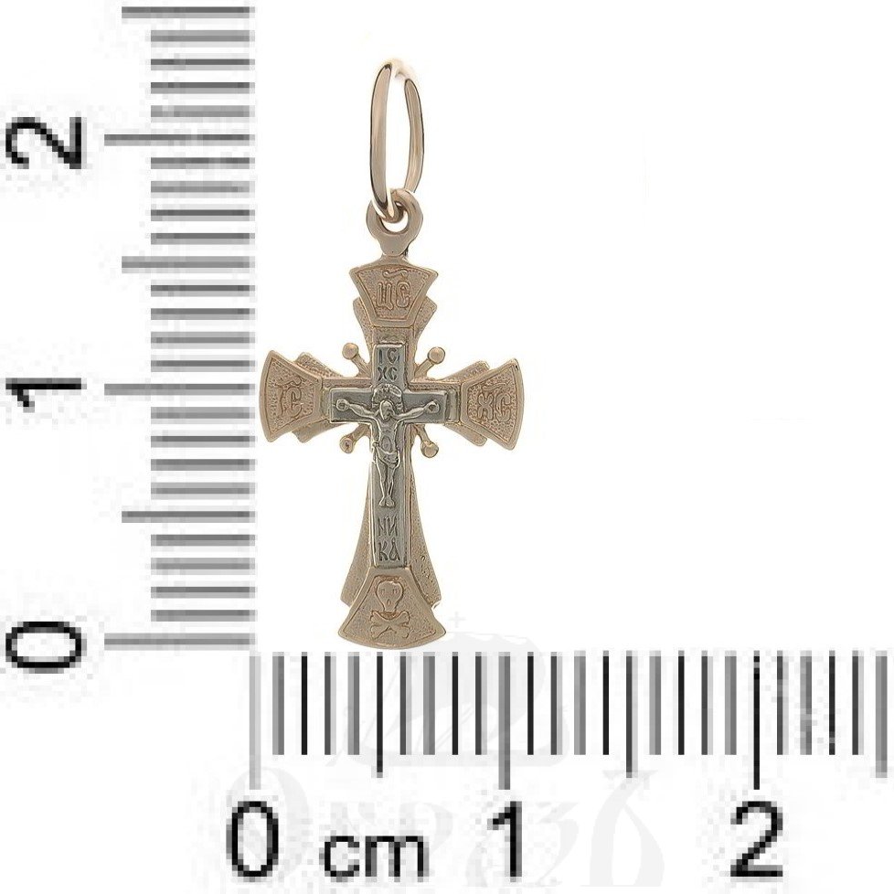 золотой крест с молитвой "спаси и сохрани", 585 проба красного и белого цвета (арт. п10086-з5кб)