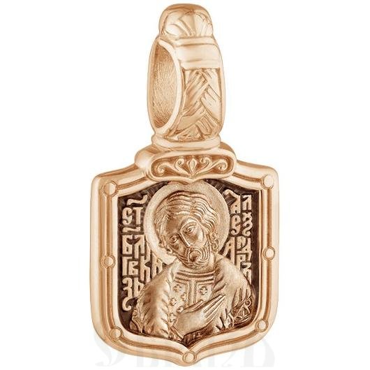 образок «святой благоверный великий князь александр невский. молитва», золото 585 проба красное (арт. 202.708-1)