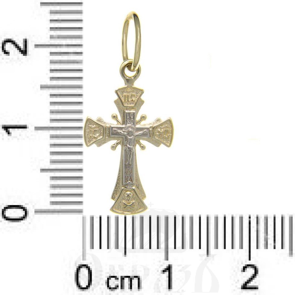 золотой крест с молитвой "спаси и сохрани", 585 проба желтого и белого цвета (арт. п10086-з5жб)