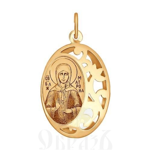 нательная икона святая блаженная матрона московская (sokolov 104012), золото 585 пробы красное