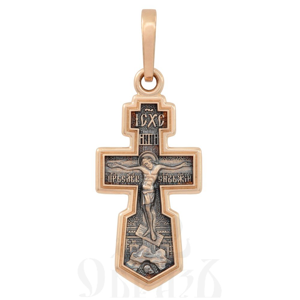 крест «распятие. символ веры, надежды, любви», золото 585 проба красное (арт. 201.650-1)