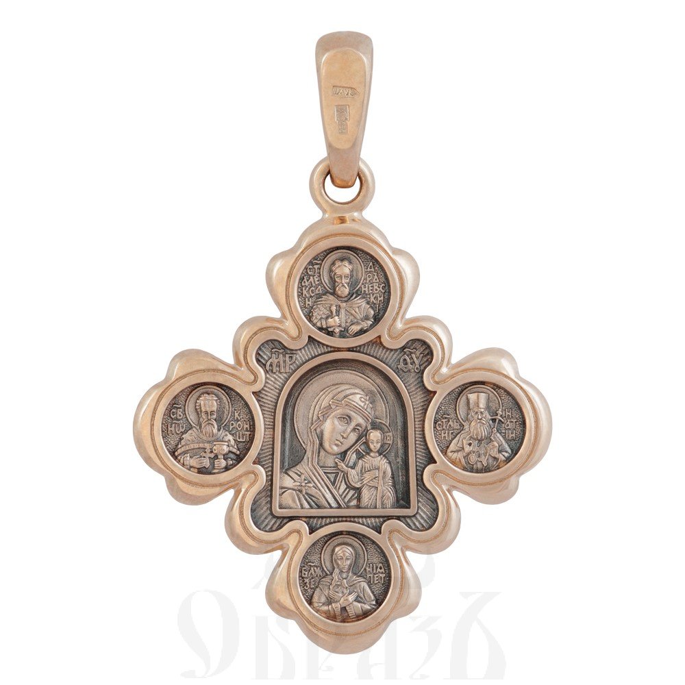 крест «спас нерукотворный. казанская икона божией матери», золото 585 проба красное (арт. 201.001-1)