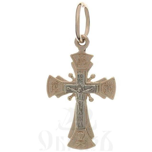 золотой крест с молитвой "спаси и сохрани", 585 проба красного и белого цвета (арт. п10086-з5кб)