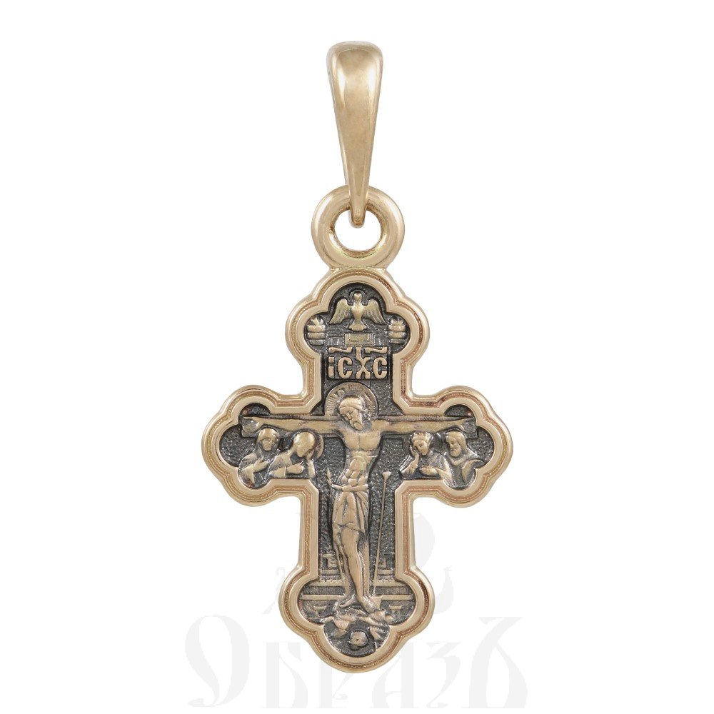 крест «распятие с предстоящими. святитель николай», золото 585 проба желтое (арт. 201.617)