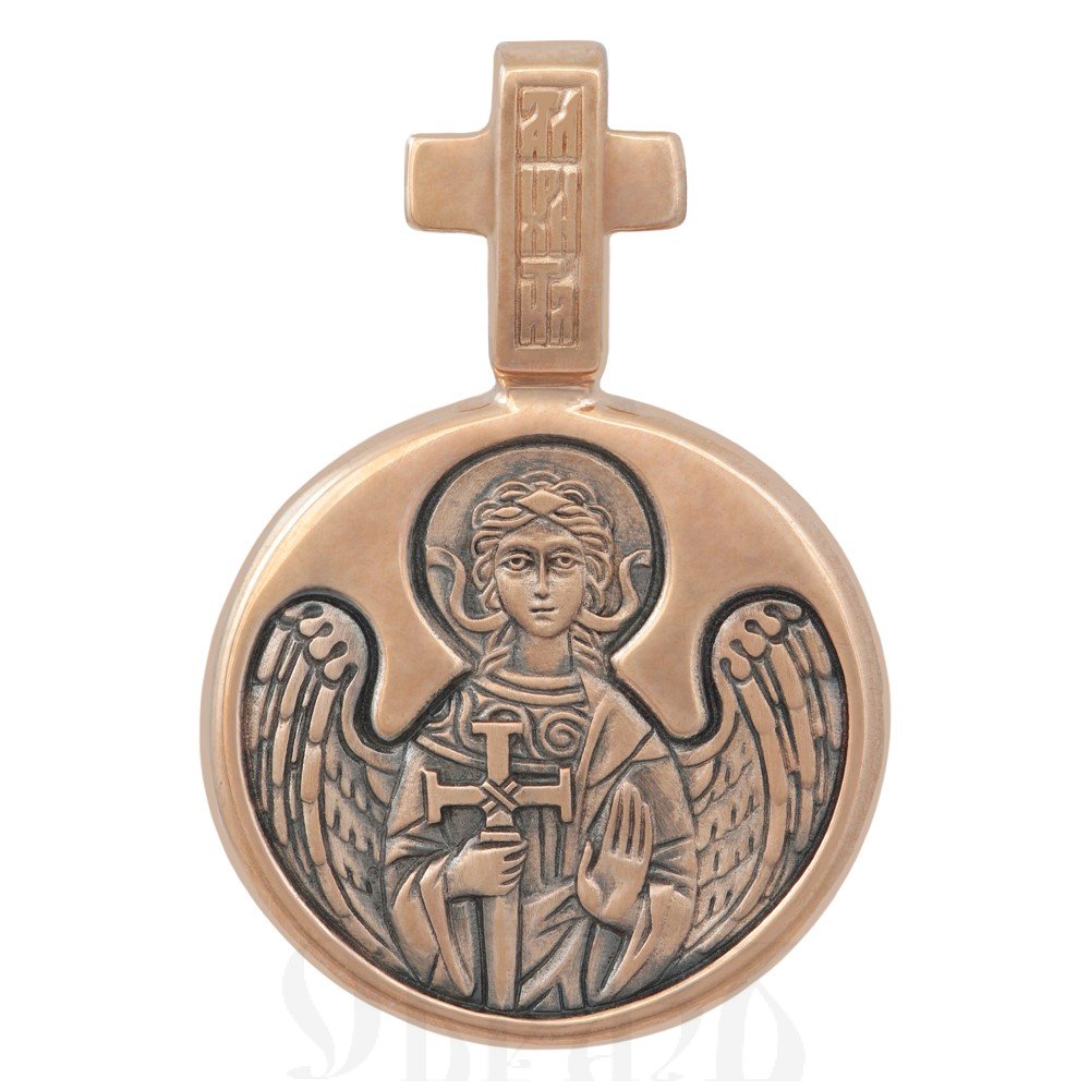 образок «святая великомученица ирина македонская. ангел хранитель», золото 585 проба красное (арт. 202.136-1)