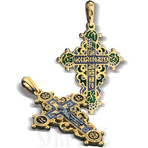 крест «распятие христово», серебро 925 проба с золочением и эмалью (арт. крэ 01 (сз)